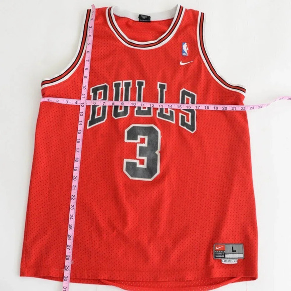 Vintage Nike Red Check Chicago Bulls Tyson Chandler 2001 NBA Home Jersey Size LG - Picture 4 of 12